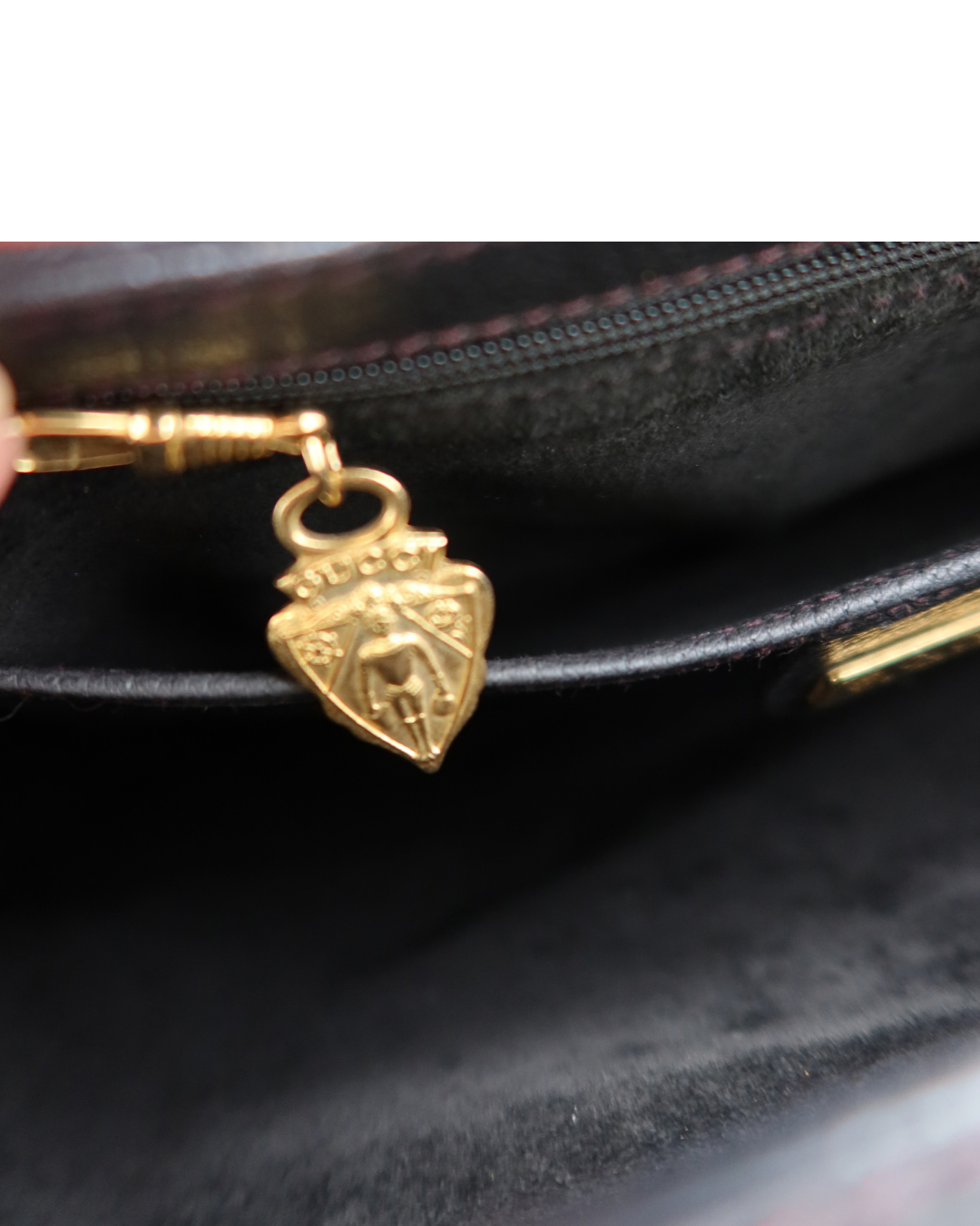 Gucci Vintage Black Leather Bamboo Top Handle Bag 1980s