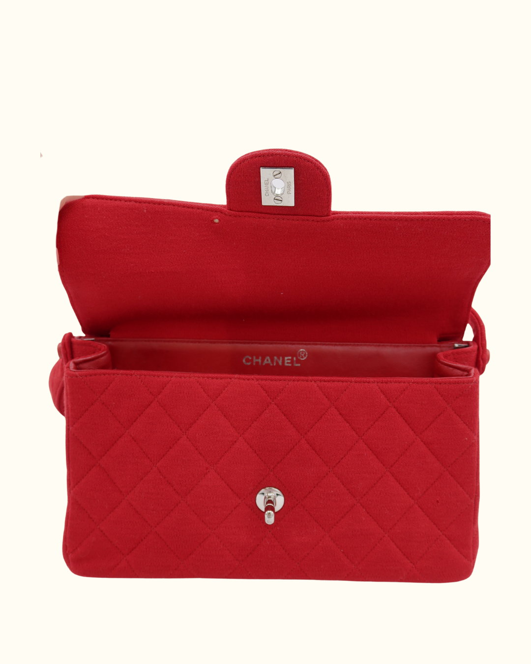 Chanel Classic Red Cotton Double Flap Bag