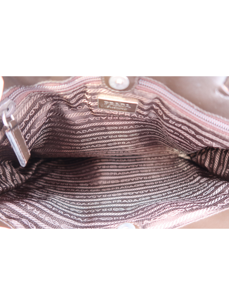 Prada Vintage Brown Leather Logo Tote Bag