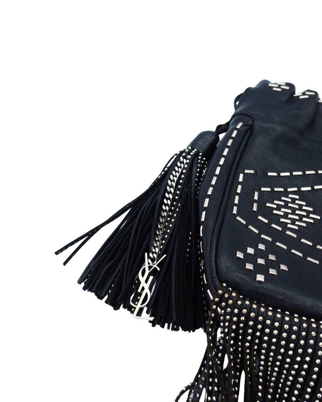 Saint Laurent YSL Small Black Studded Helena Bucket Bag