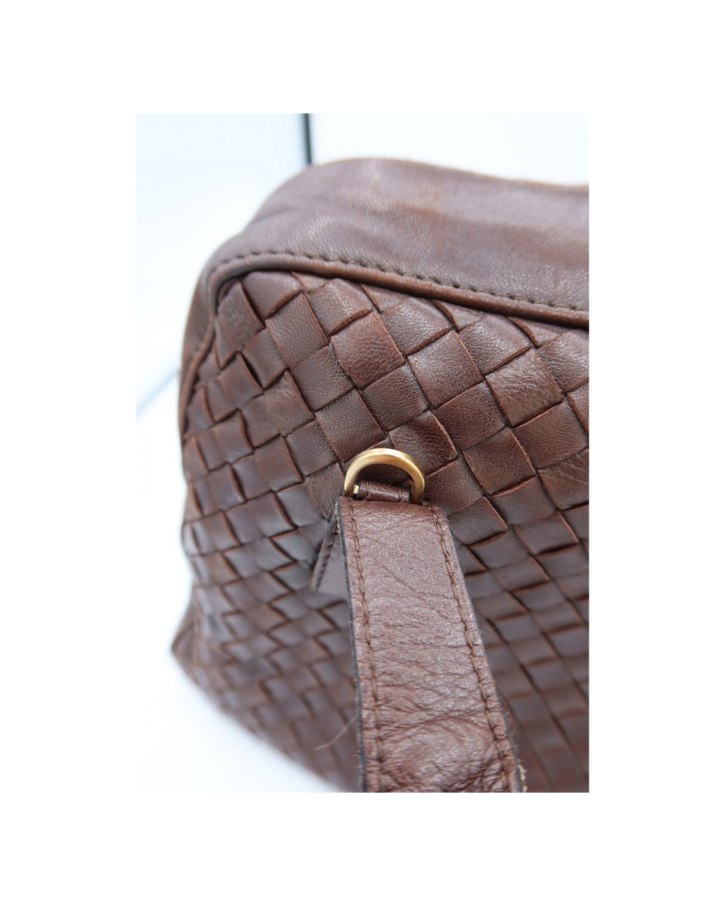 Bottega Veneta Brown Intrecciato Hand Bag with Crossbody Strap