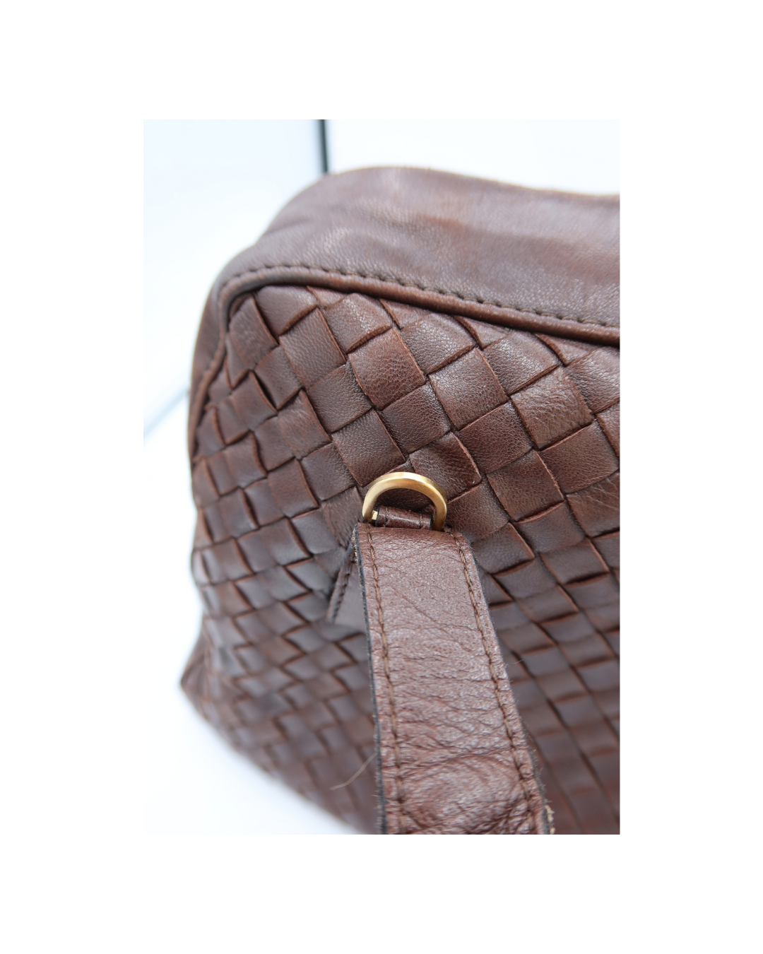 Bottega Veneta Brown Intrecciato Hand Bag with Crossbody Strap
