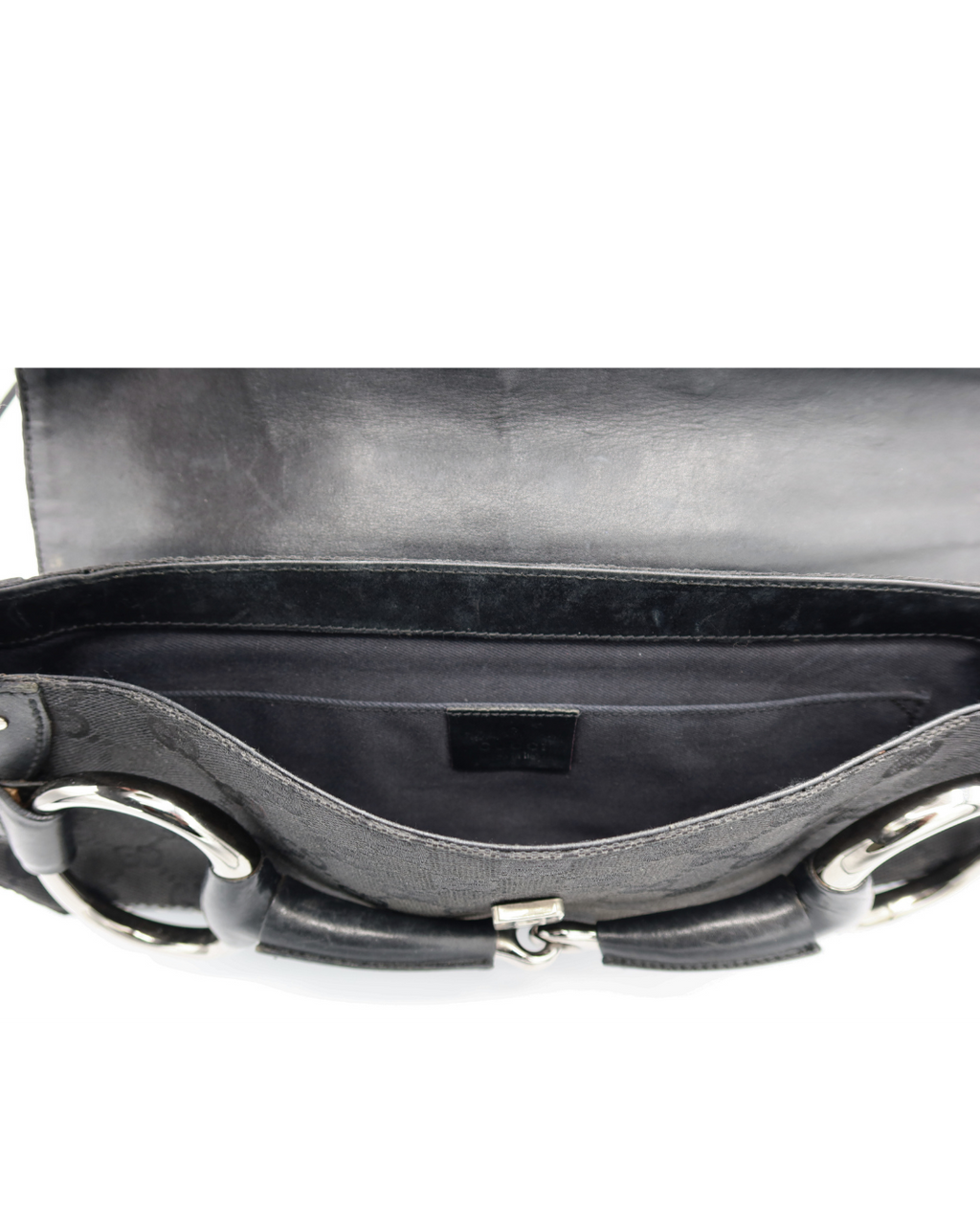 Gucci Vintage Black Monogram Canvas Studded Horsebit Bag