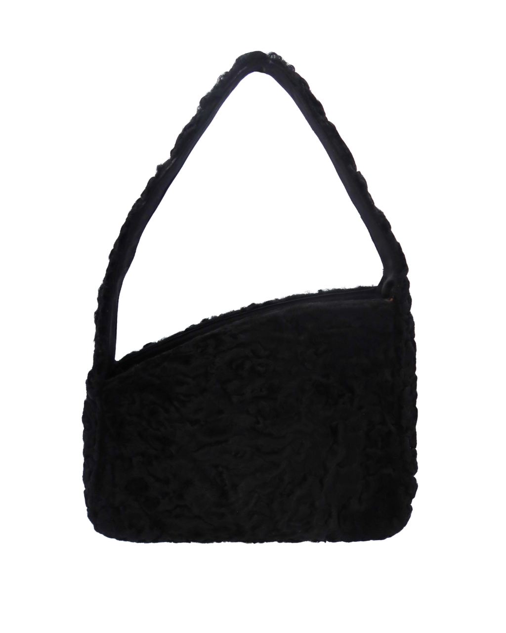 Prada Vintage Black Calf Hair and Felt Shoulder Bag 1998