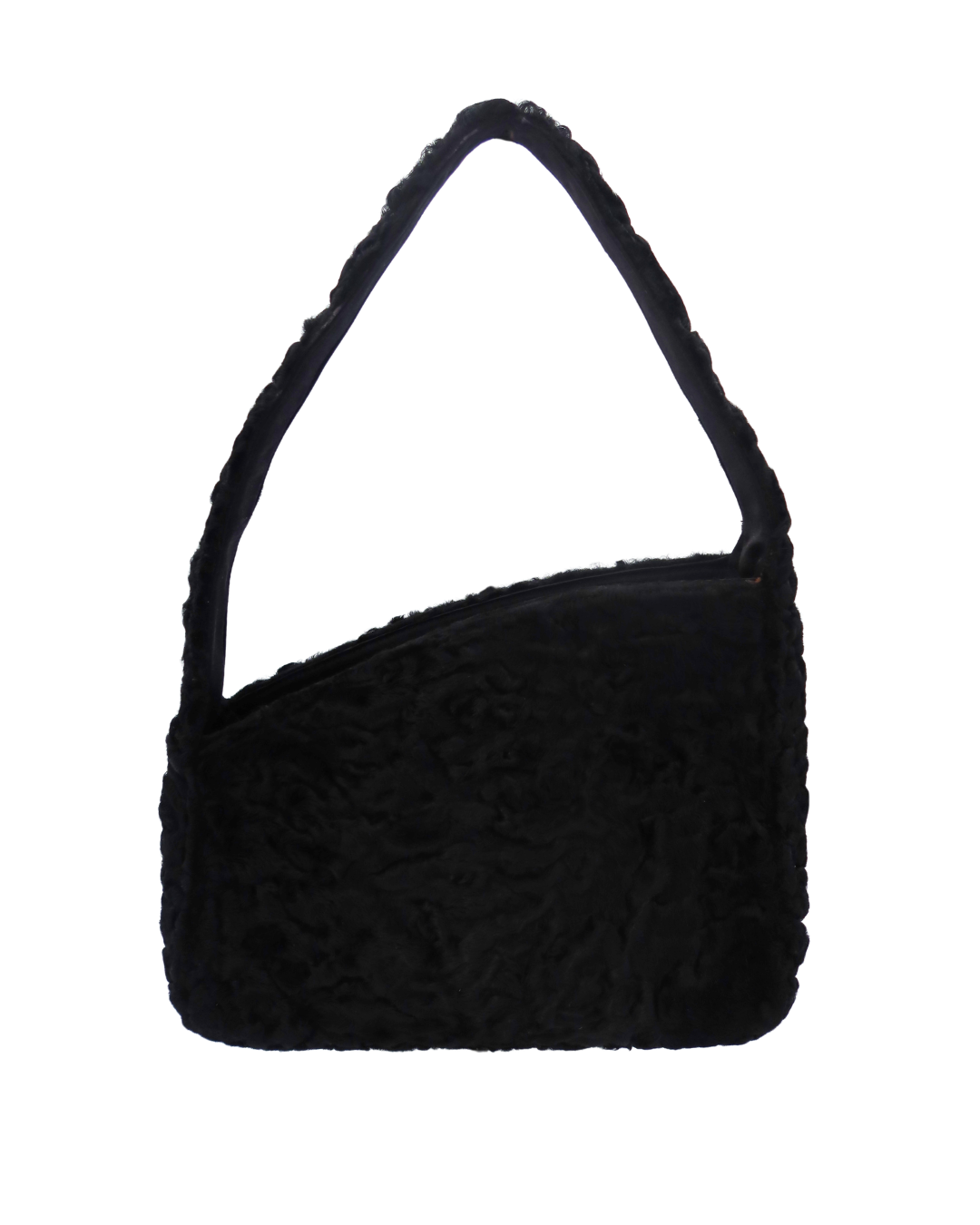 Prada Vintage Black Calf Hair and Felt Shoulder Bag 1998
