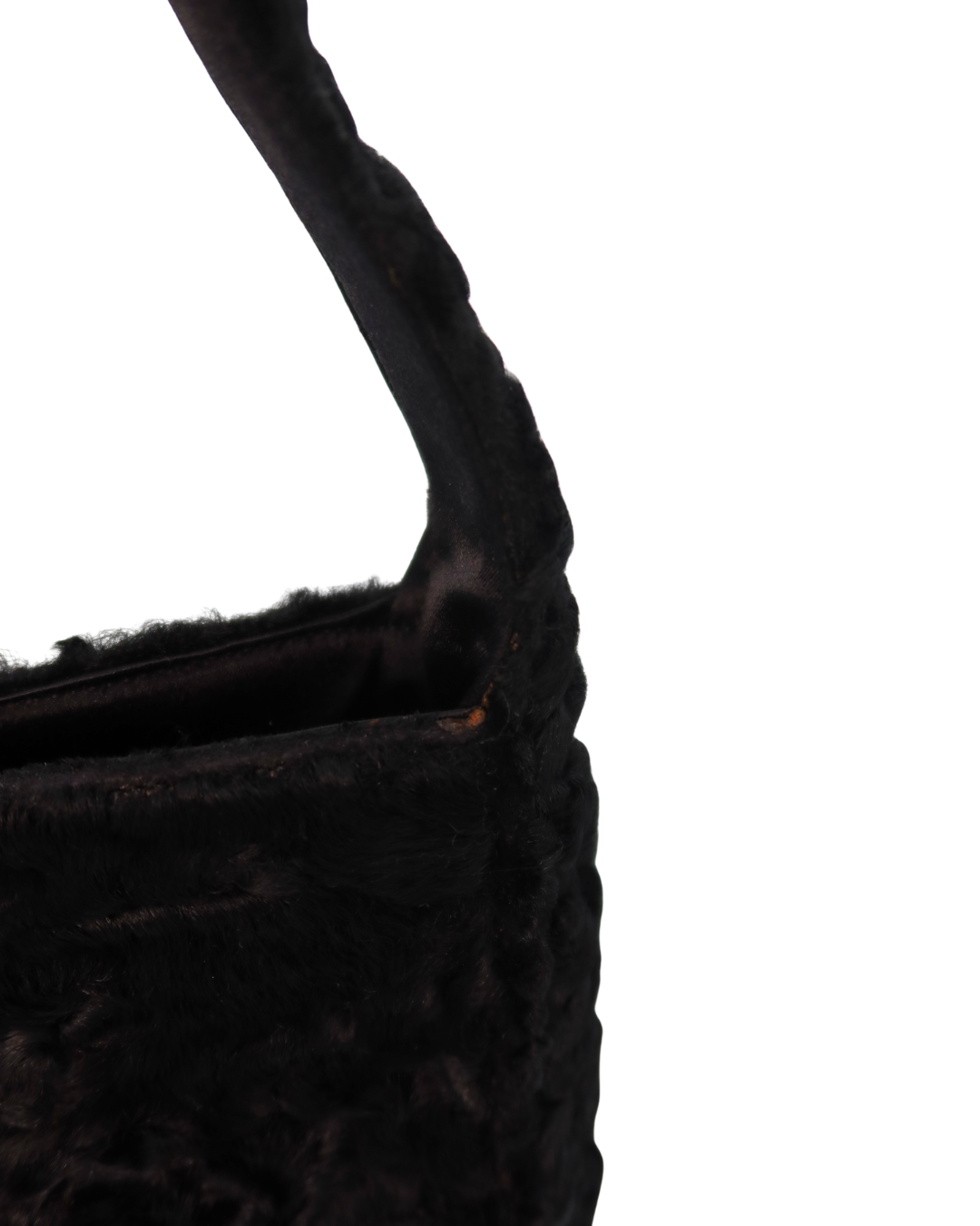 Prada Vintage Black Calf Hair and Felt Shoulder Bag 1998