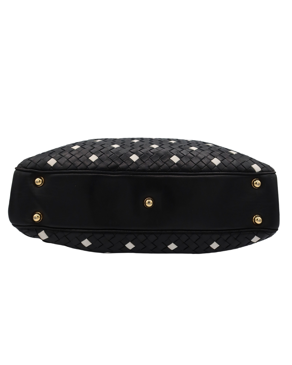 Bottega Veneta Vintage Black Intrecciato Leather Polka Dot Shoulder Bag