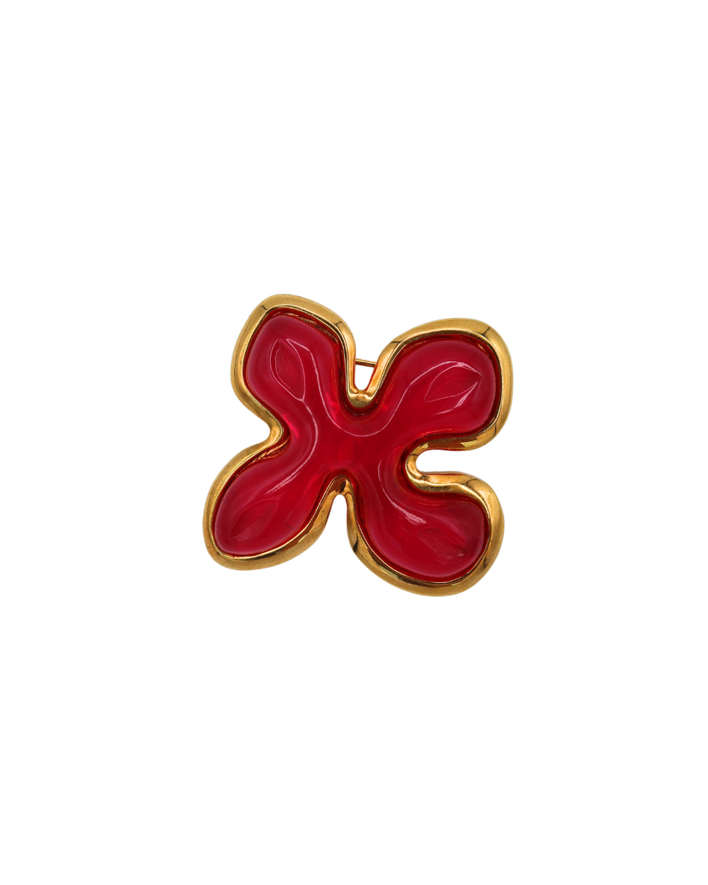 Celine Vintage Pink and Gold Gripoix Flower Brooch
