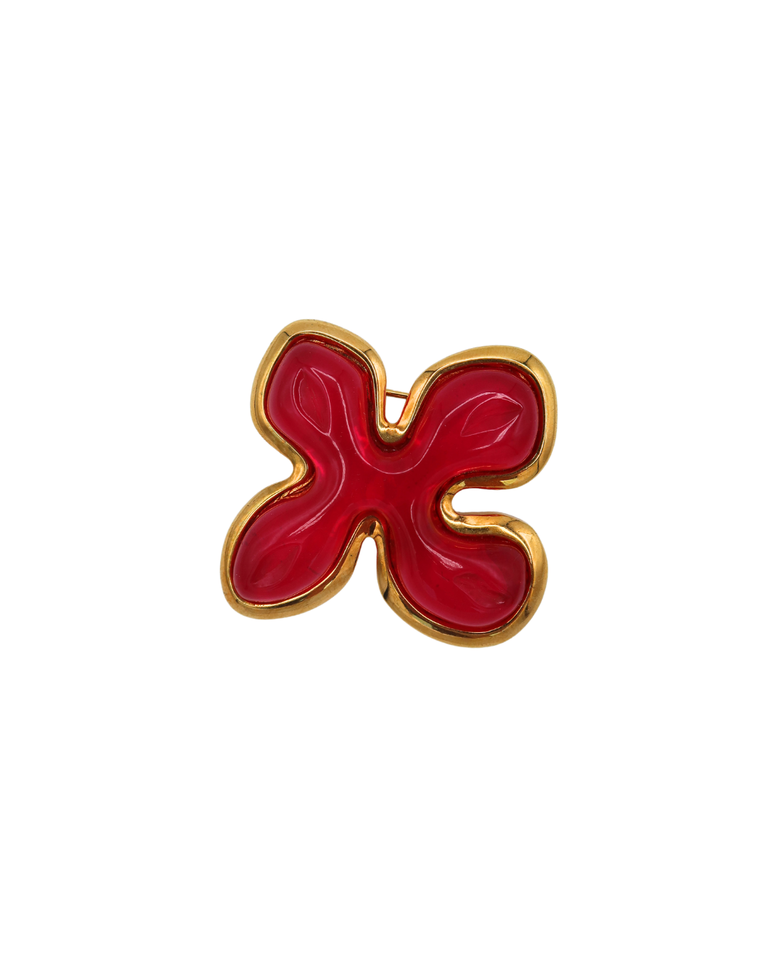 Celine Vintage Pink and Gold Gripoix Flower Brooch