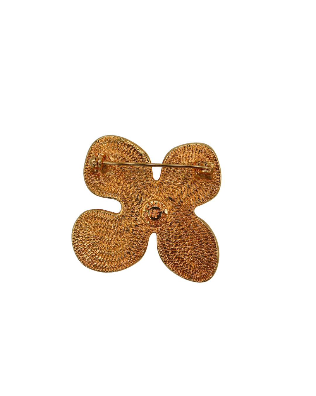 Celine Vintage Pink and Gold Gripoix Flower Brooch