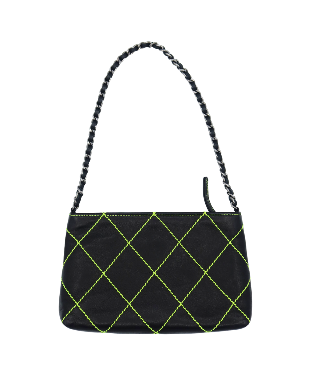 Chanel Vintage Black Leather Green Wild Stitch Pochette Bag 2004–2005