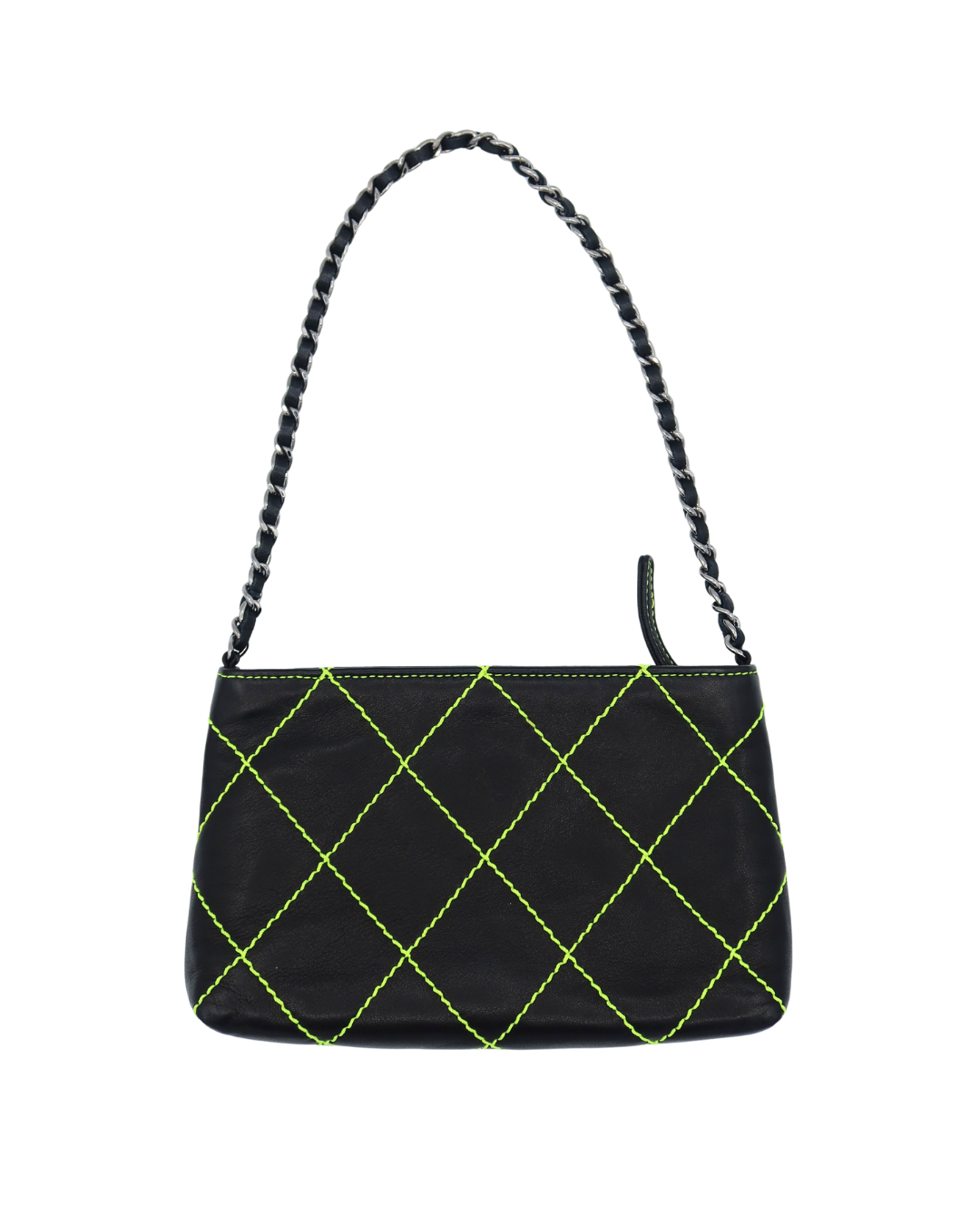 Chanel Vintage Black Leather Green Wild Stitch Pochette Bag 2004–2005