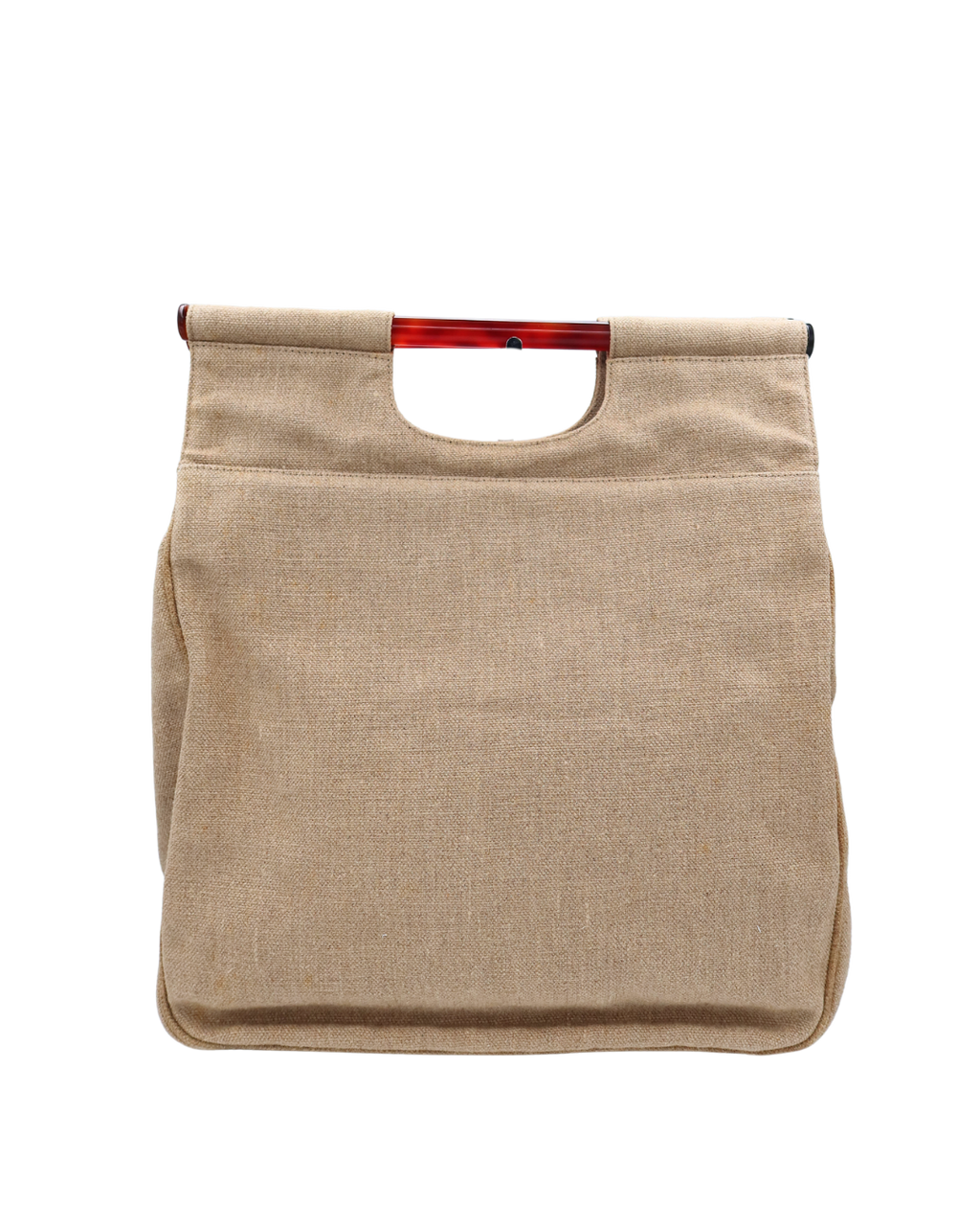 Chanel Vintage CC Canvas Linen Tortoise Handle Tote Bag 1996-1997