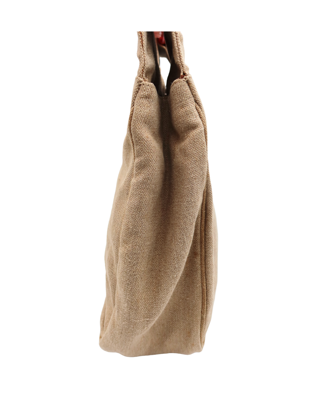 Chanel Vintage CC Canvas Linen Tortoise Handle Tote Bag 1996-1997