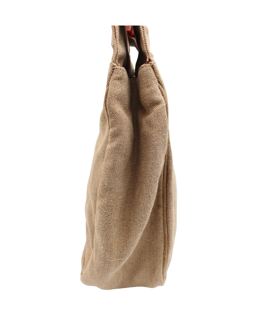 Chanel Vintage CC Canvas Linen Tortoise Handle Tote Bag 1996-1997