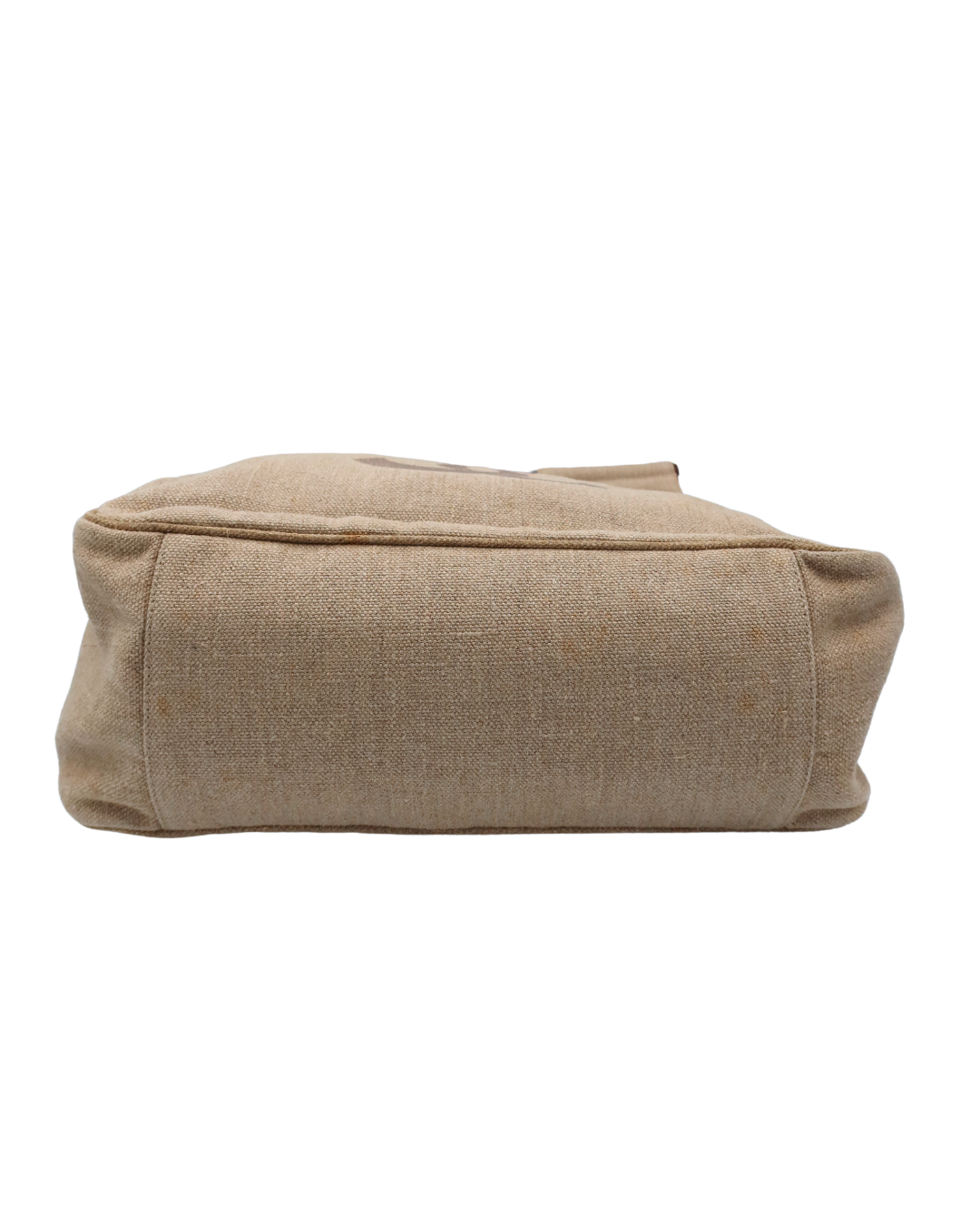 Chanel Vintage CC Canvas Linen Tortoise Handle Tote Bag 1996-1997