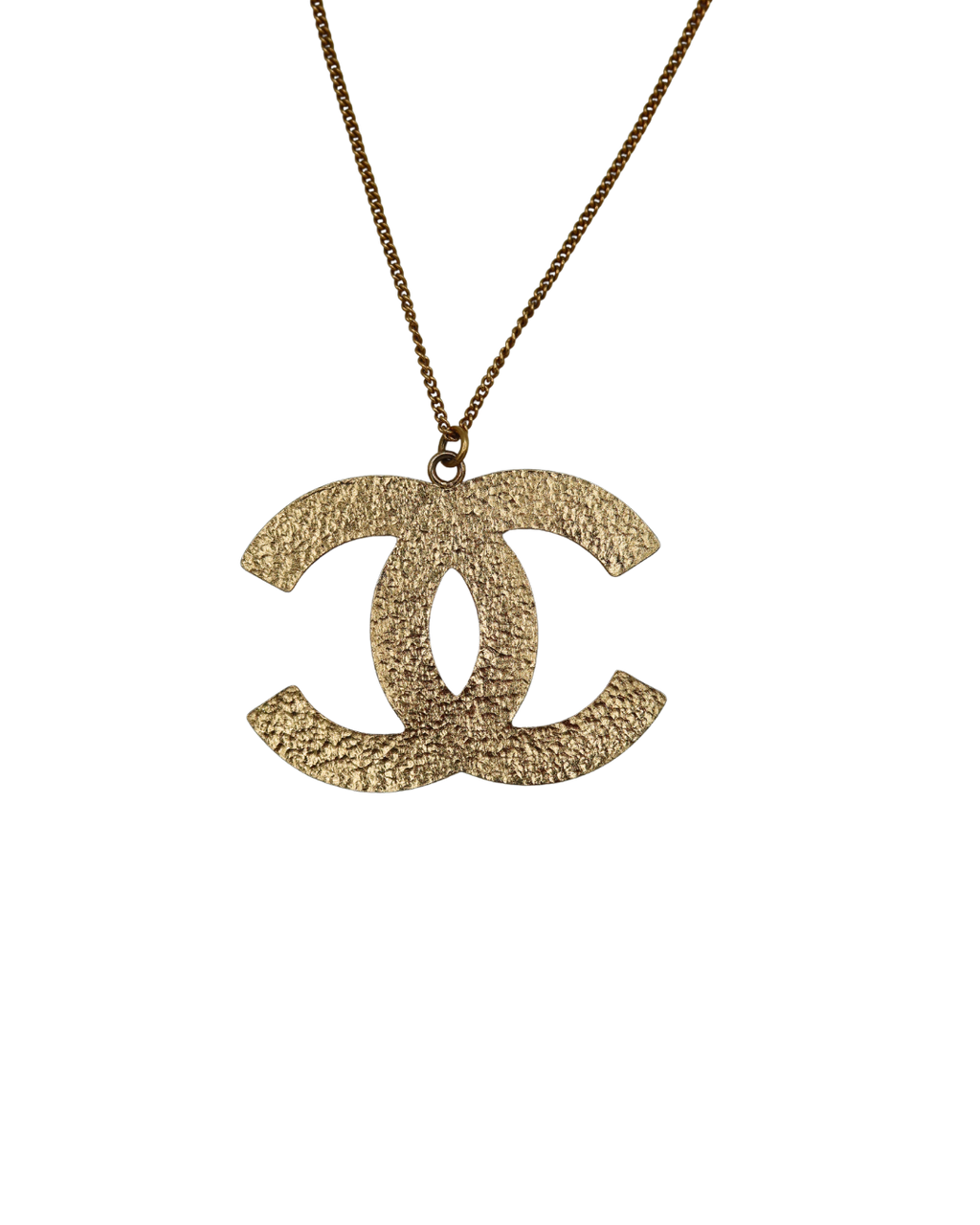 Chanel Vintage Gold Big Sparkle CC Pendant Logo Necklace 2003