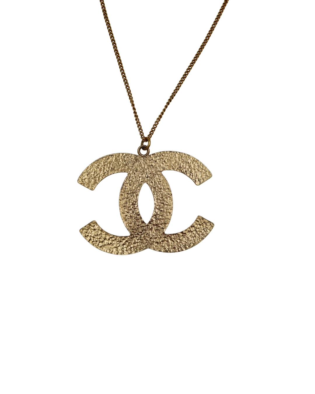 Chanel Vintage Gold Big Sparkle CC Pendant Logo Necklace 2003