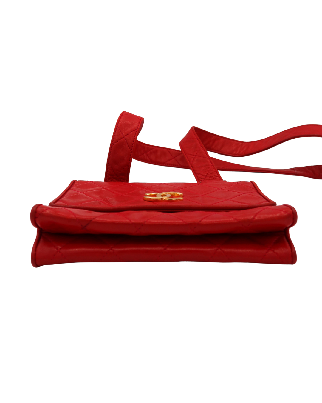 Chanel RARE Vintage Red Lambskin Clear Bijoux Chain Shoulder Bag 1989-1991