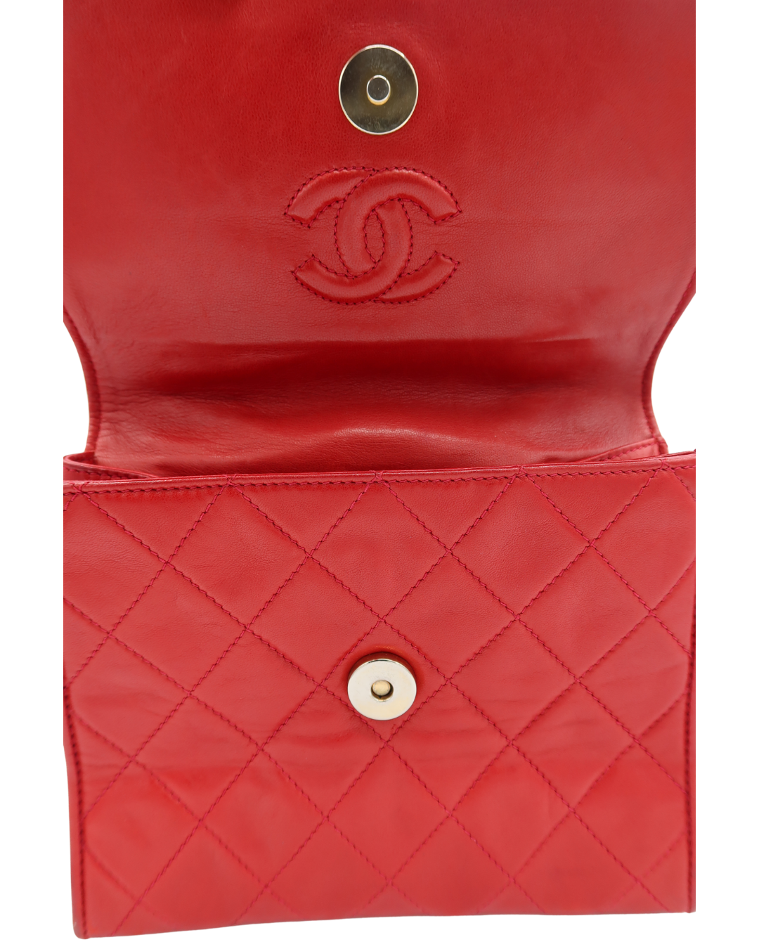 Chanel RARE Vintage Red Lambskin Clear Bijoux Chain Shoulder Bag 1989-1991