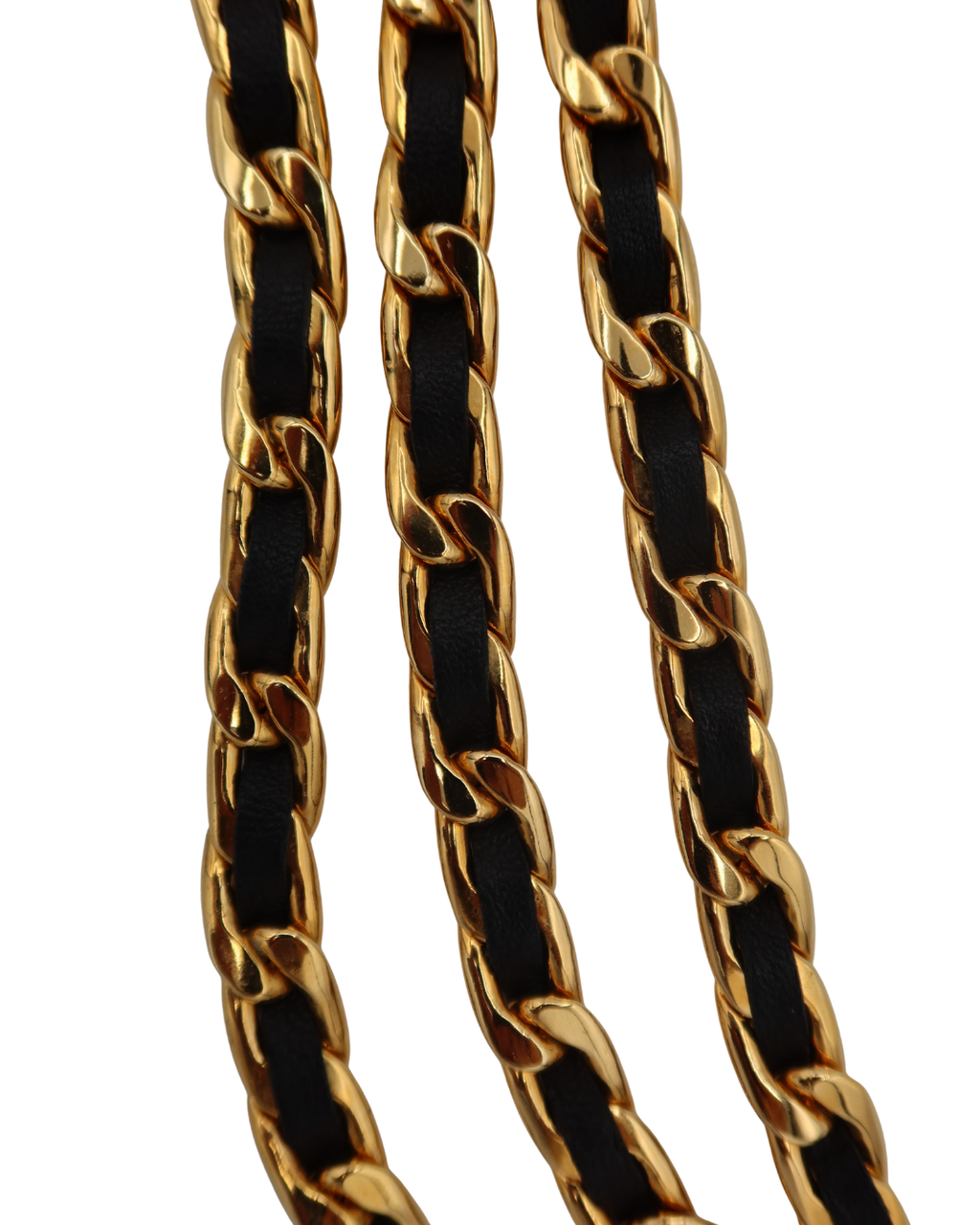 Chanel Vintage Triple Leather and Gold Chain Waist Belt 1995