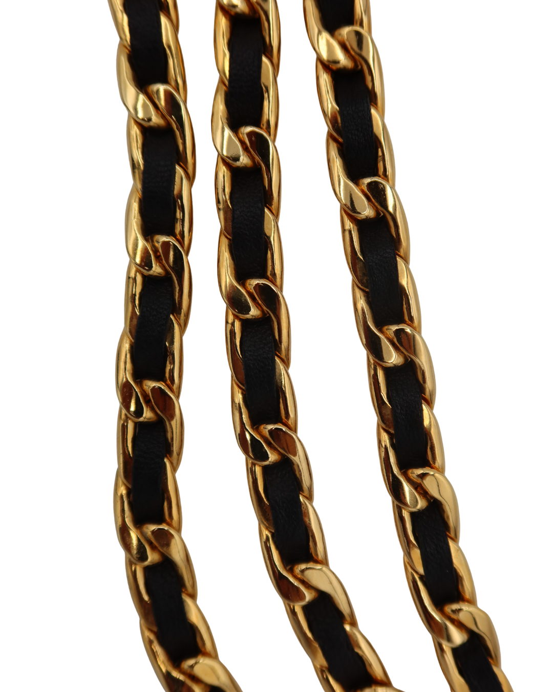 Chanel Vintage Triple Leather and Gold Chain Waist Belt 1995