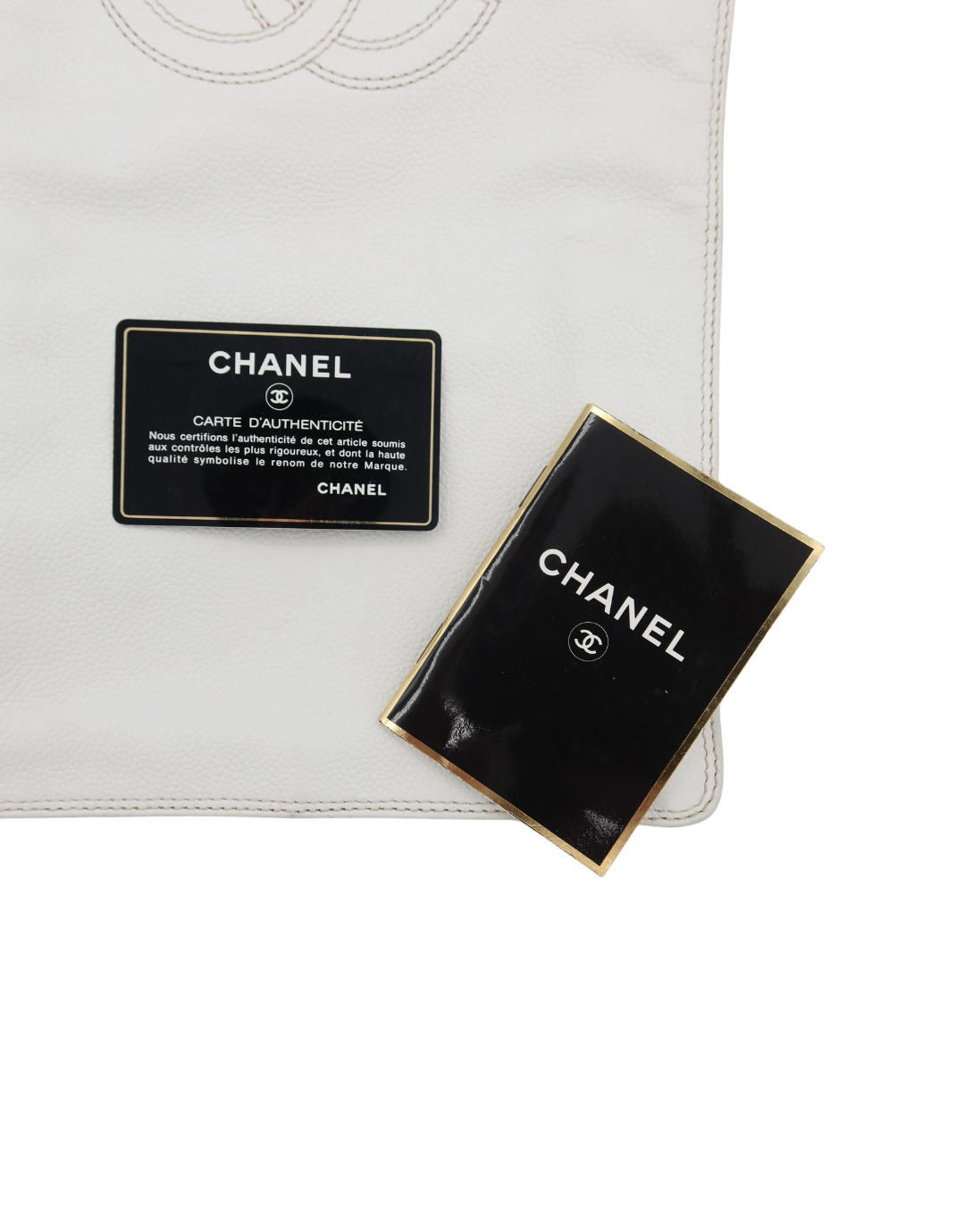 Chanel Vintage White Caviar Leather Mini Top Handle Bag with Wood Handle 1997-1999