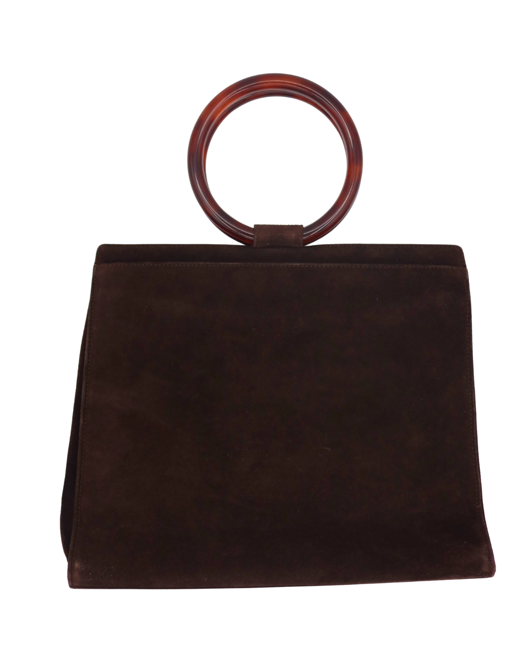 Chanel Rare Vintage Brown Suede Tortoise Top Handle Bag 1997-1999