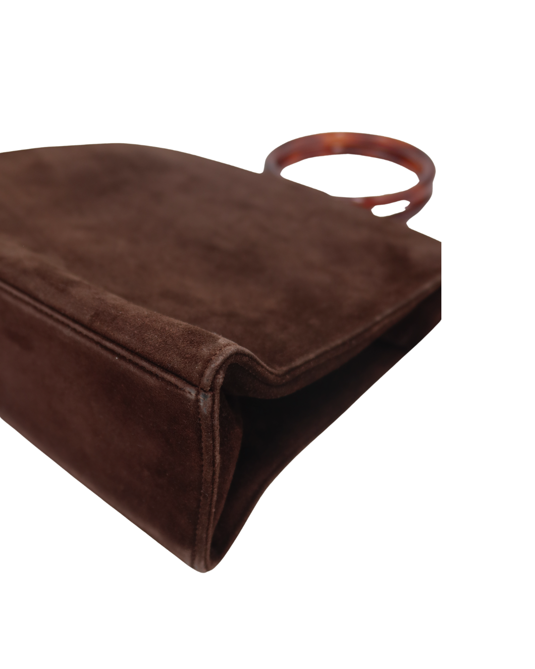 Chanel Rare Vintage Brown Suede Tortoise Top Handle Bag 1997-1999