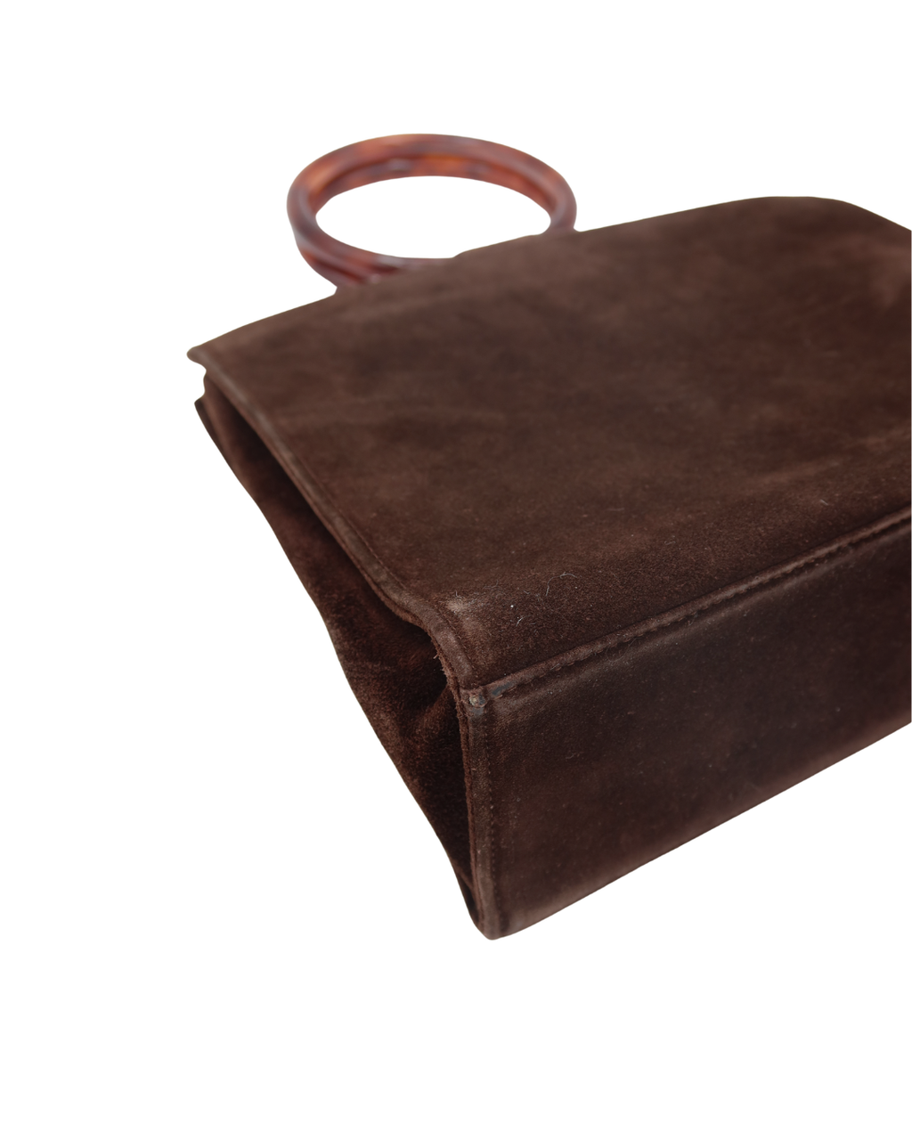 Chanel Rare Vintage Brown Suede Tortoise Top Handle Bag 1997-1999