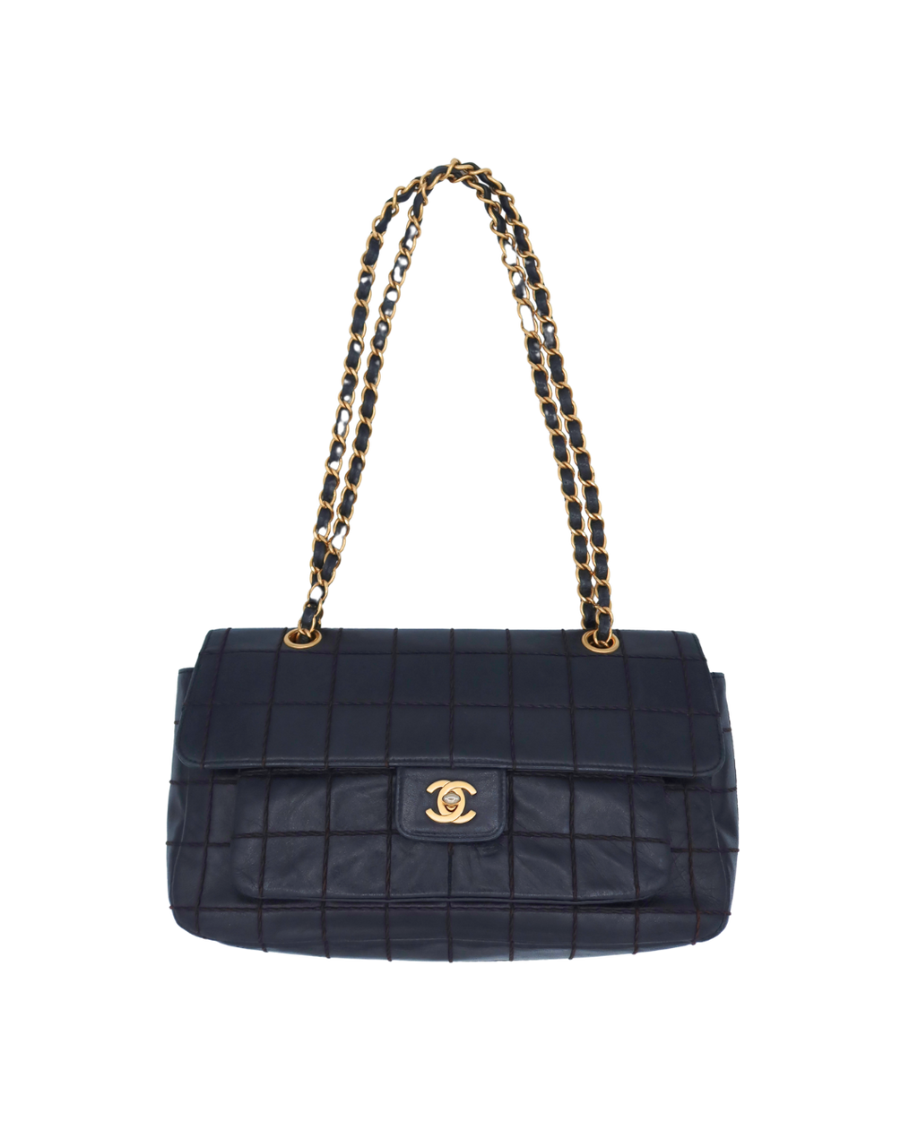 Chanel Vintage Wild Stitch Chocolate Bar Shoulder Flap Bag 2002-2003