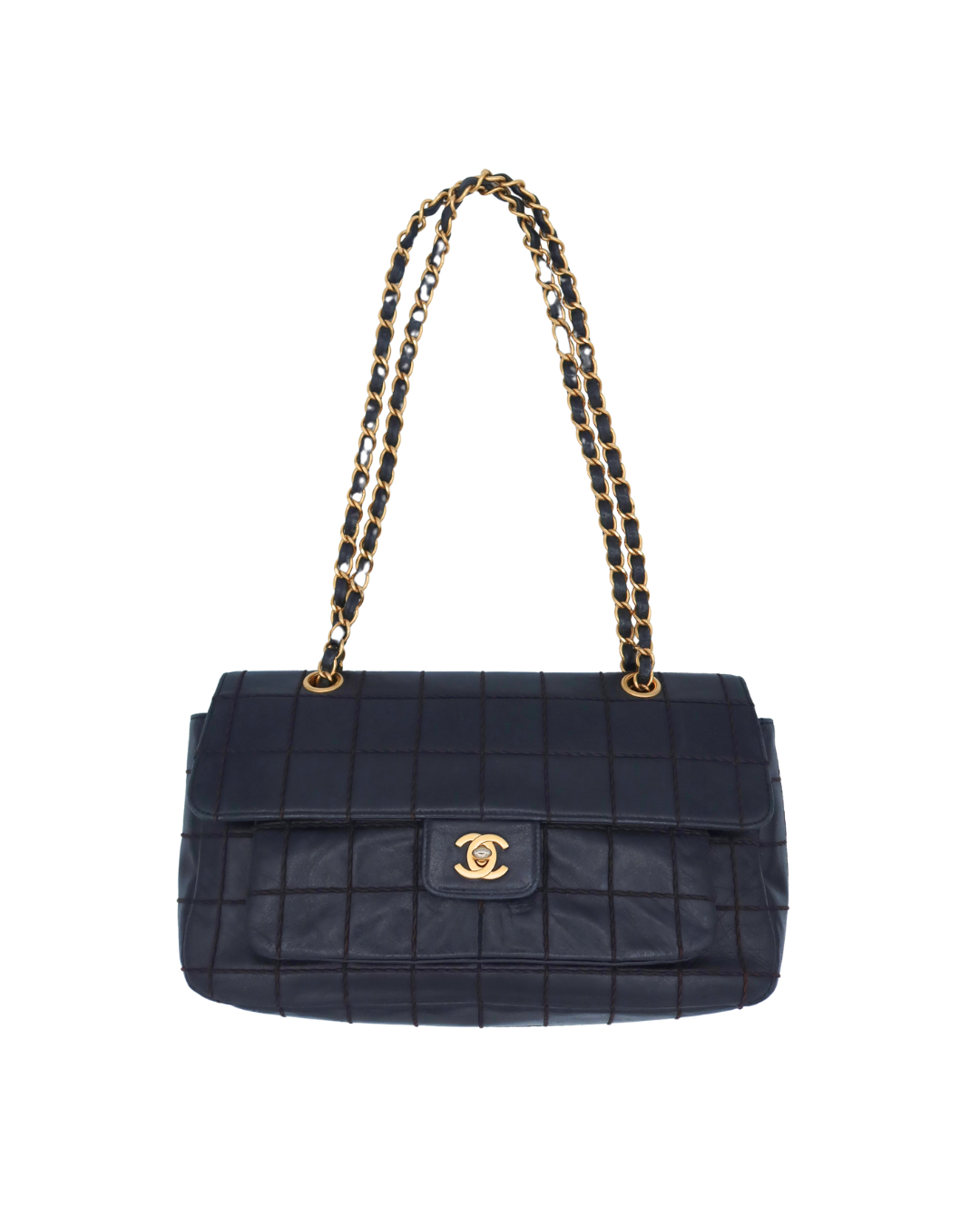 Chanel Vintage Wild Stitch Chocolate Bar Shoulder Flap Bag 2002-2003