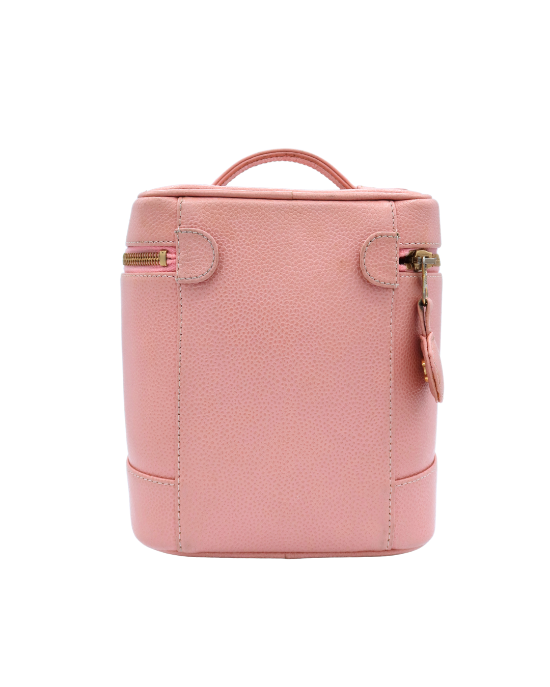 Chanel Vintage Pink Leather CC Mark Logo Vanity Bag