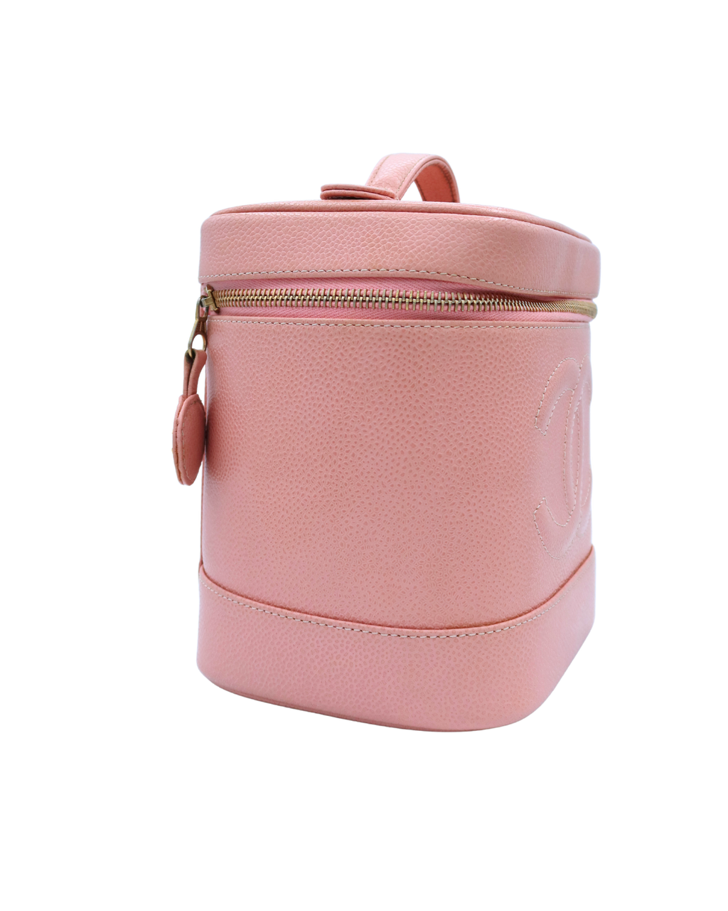 Chanel Vintage Pink Leather CC Mark Logo Vanity Bag