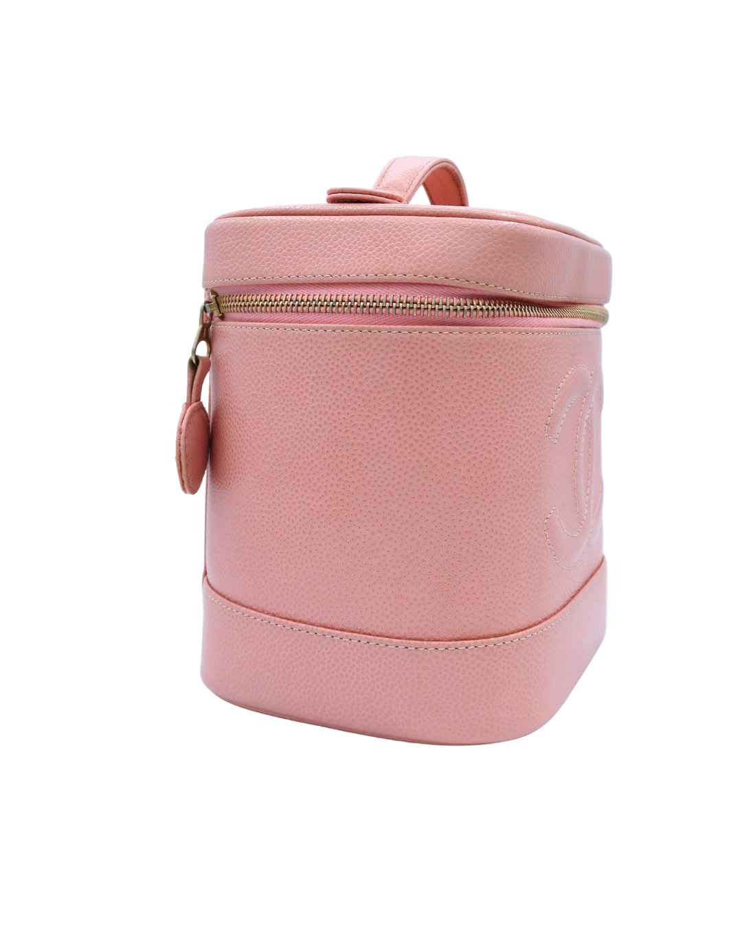 Chanel Vintage Pink Leather CC Mark Logo Vanity Bag