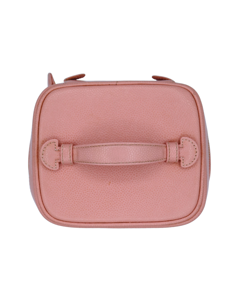 Chanel Vintage Pink Leather CC Mark Logo Vanity Bag