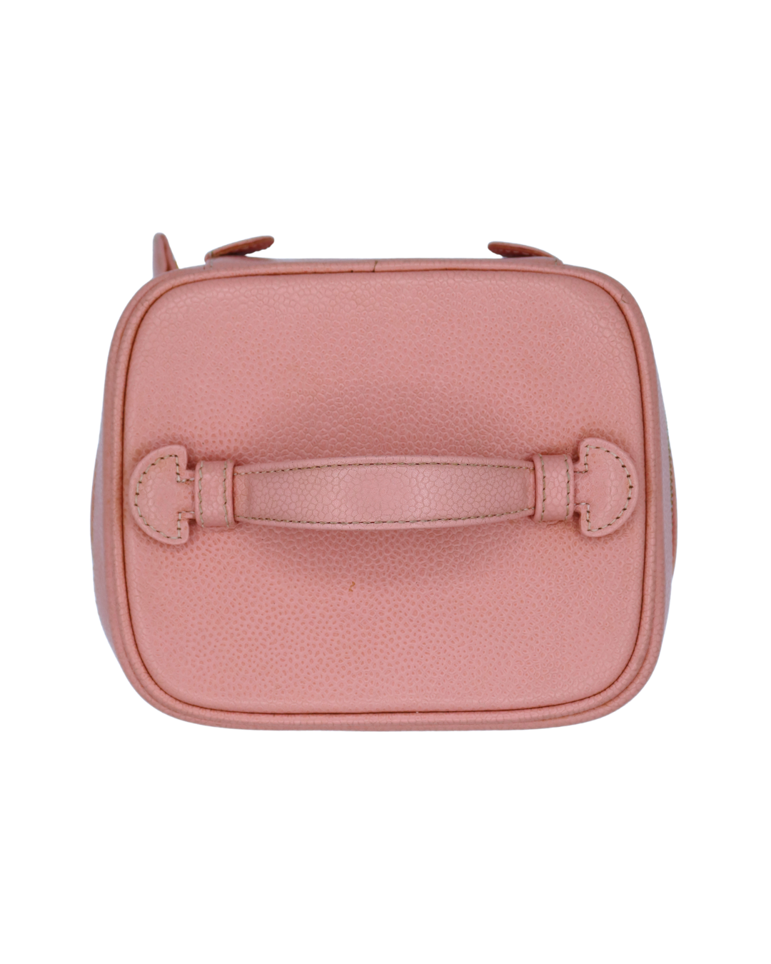Chanel Vintage Pink Leather CC Mark Logo Vanity Bag