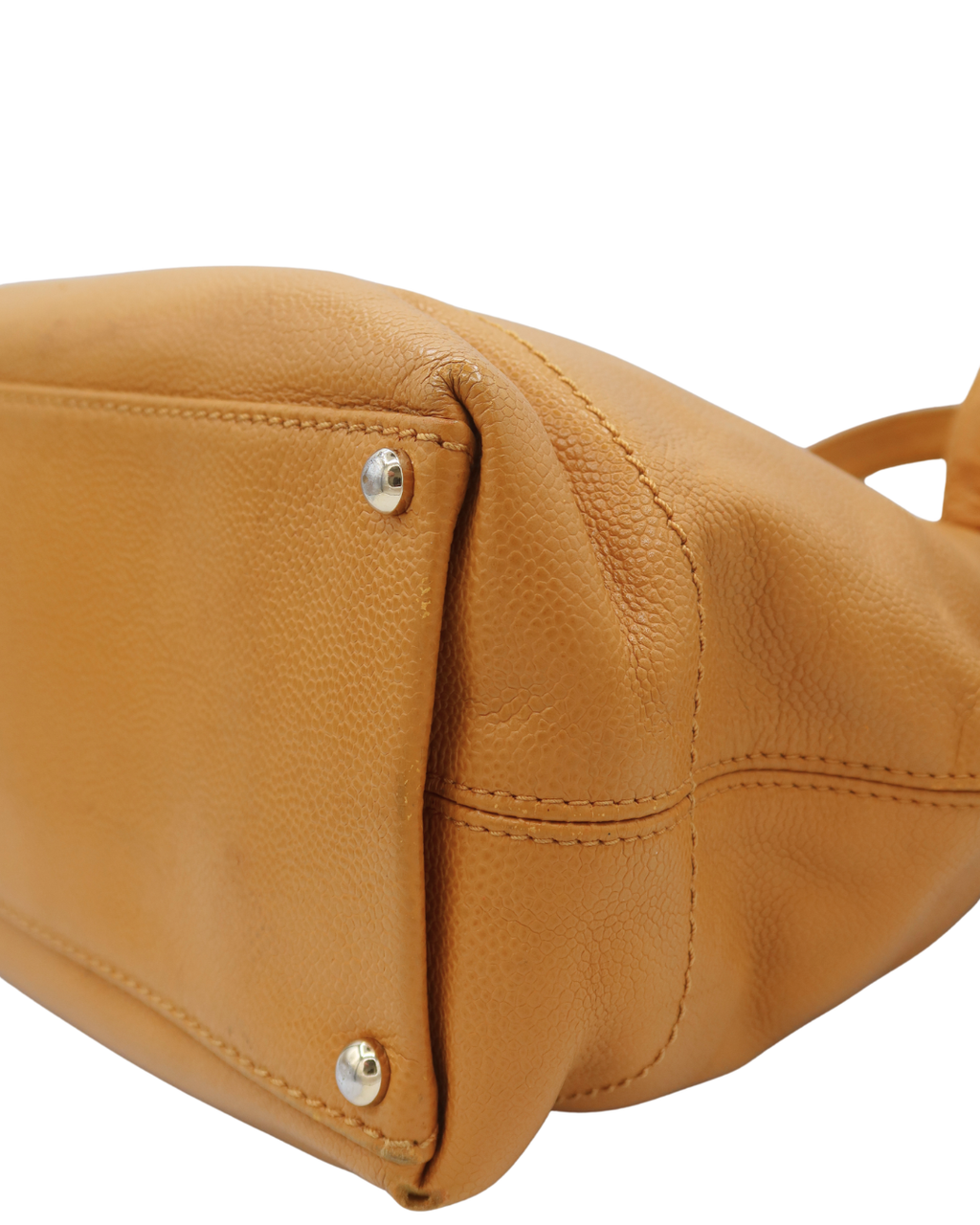 Chanel Vintage Yellow Caviar Tote Bag with Wood Detail 2002-2003