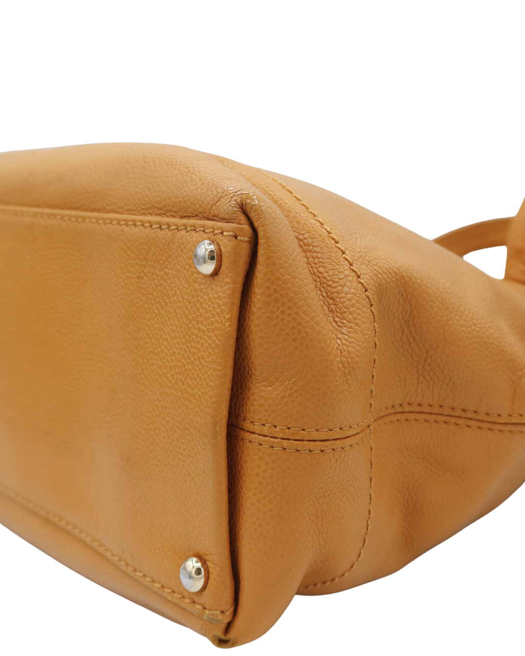 Chanel Vintage Yellow Caviar Tote Bag with Wood Detail 2002-2003