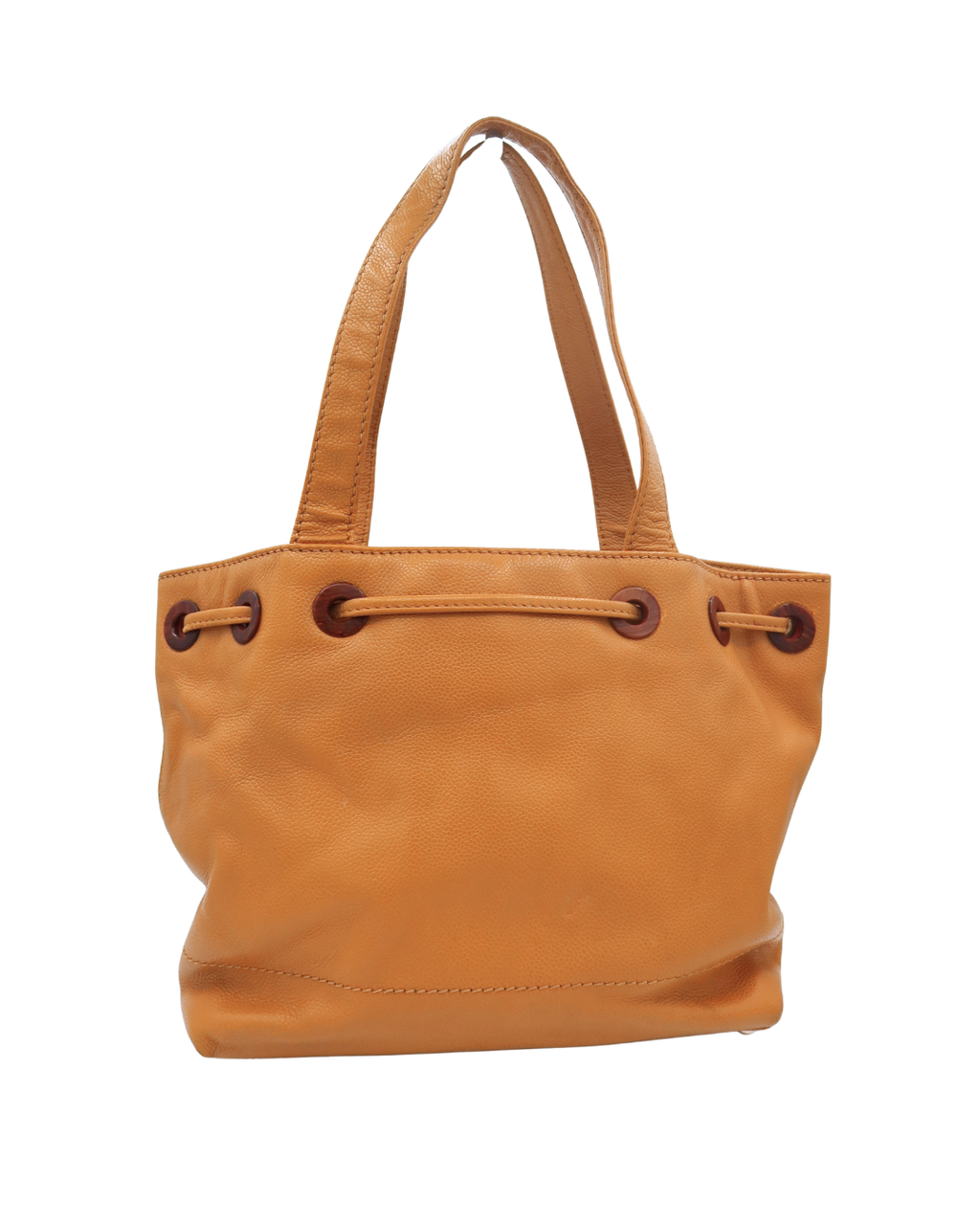 Chanel Vintage Yellow Caviar Tote Bag with Wood Detail 2002-2003