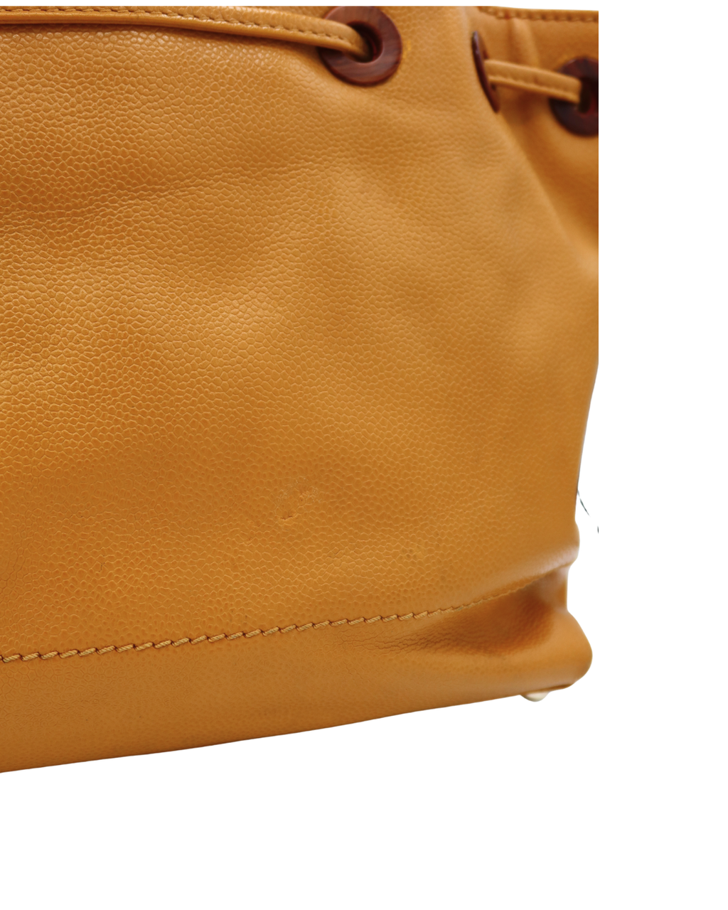 Chanel Vintage Yellow Caviar Tote Bag with Wood Detail 2002-2003