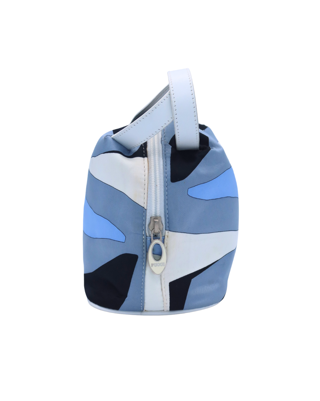 Emilio Pucci Blue Black and White Print Top Handle Bag