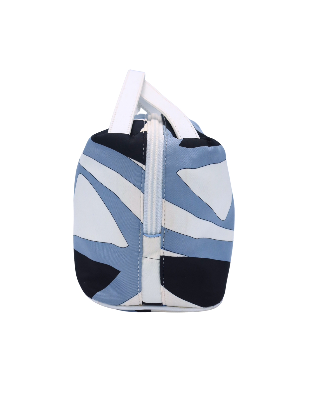 Emilio Pucci Blue Black and White Print Top Handle Bag