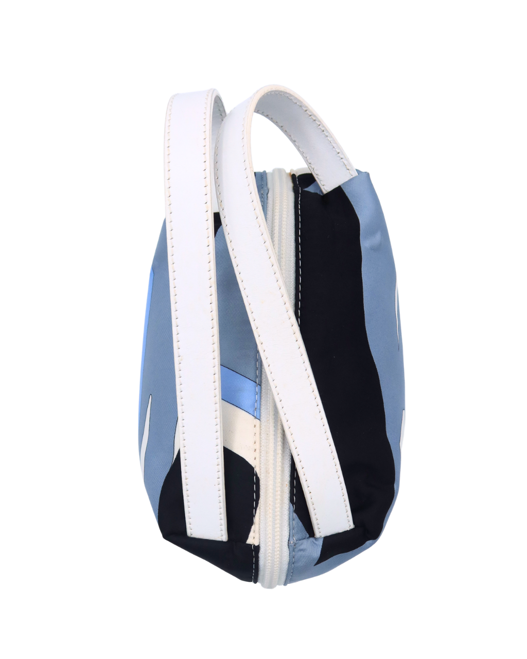 Emilio Pucci Blue Black and White Print Top Handle Bag