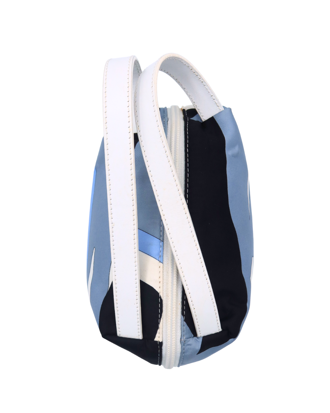 Emilio Pucci Blue Black and White Print Top Handle Bag