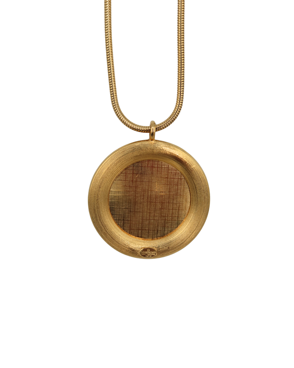 Givenchy Vintage Mother of Pearl Geometric Round Pendant Necklace 1977