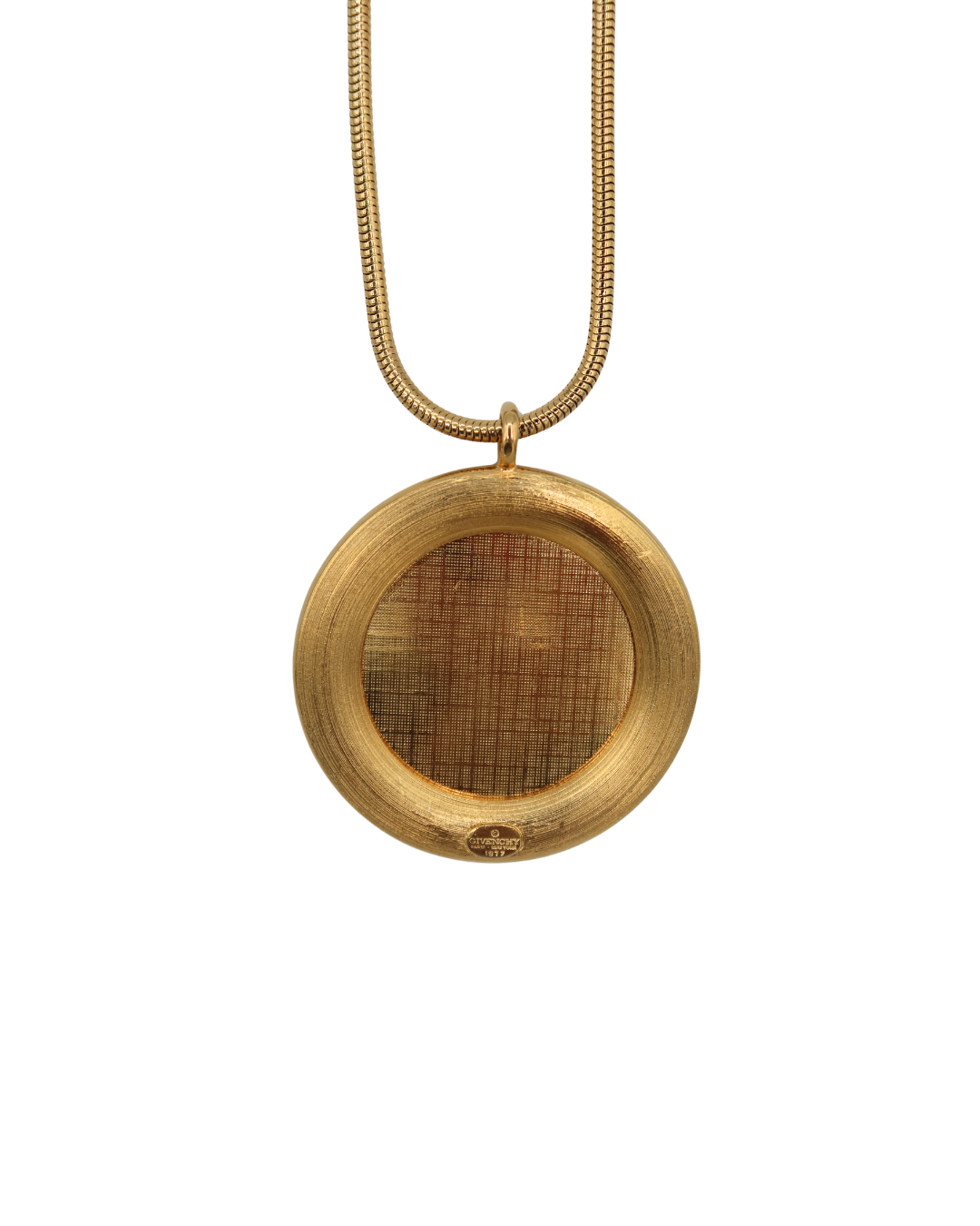 Givenchy Vintage Mother of Pearl Geometric Round Pendant Necklace 1977