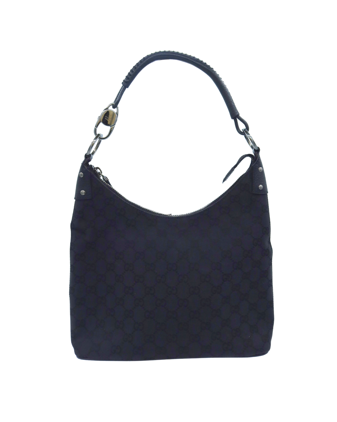Gucci Vintage GG Black Canvas Shoulder Bag