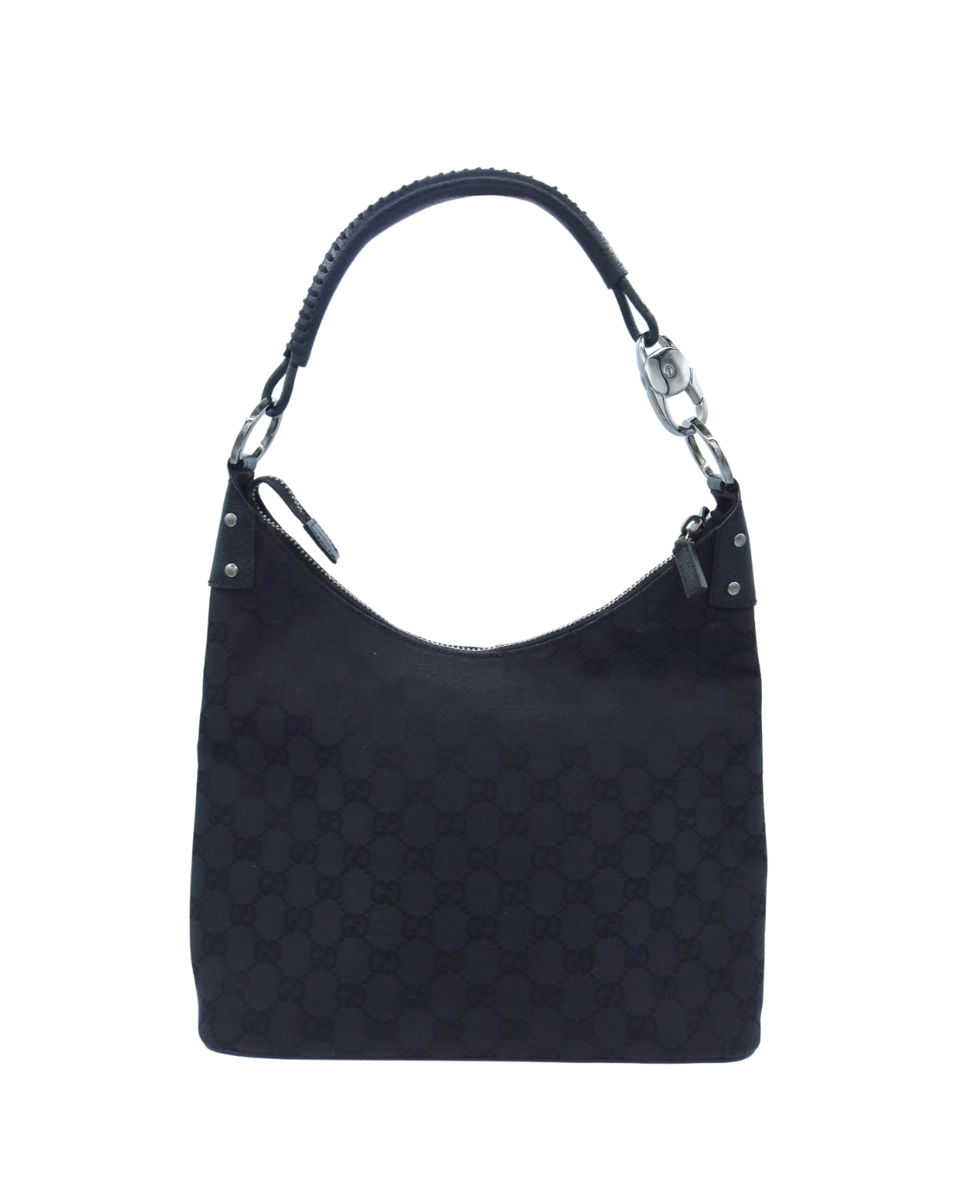 Gucci Vintage GG Black Canvas Shoulder Bag