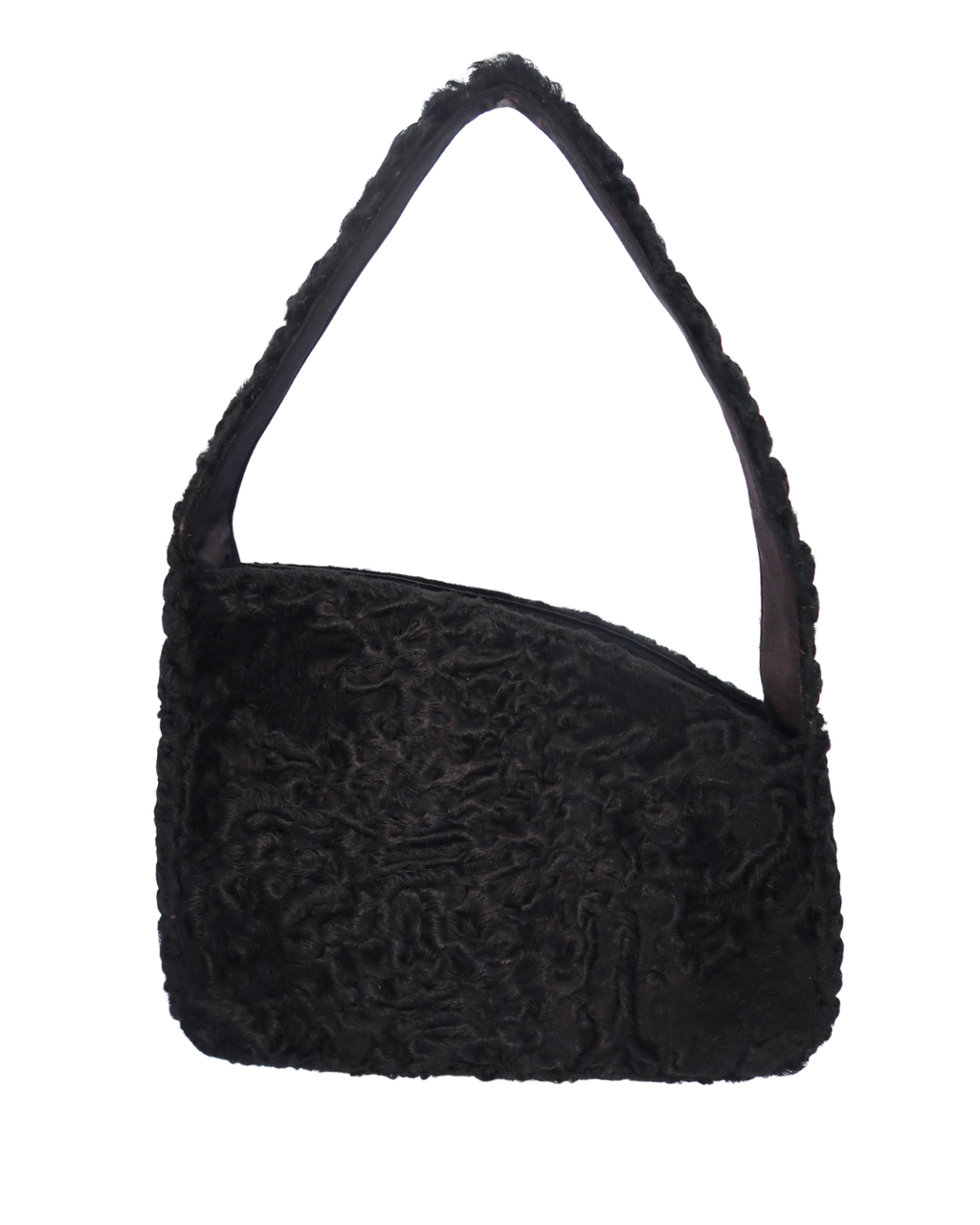 Prada Vintage Black Calf Hair and Felt Shoulder Bag 1998